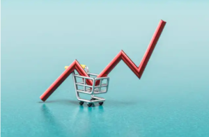 Graph Line Shopping Cart Image Blue Background