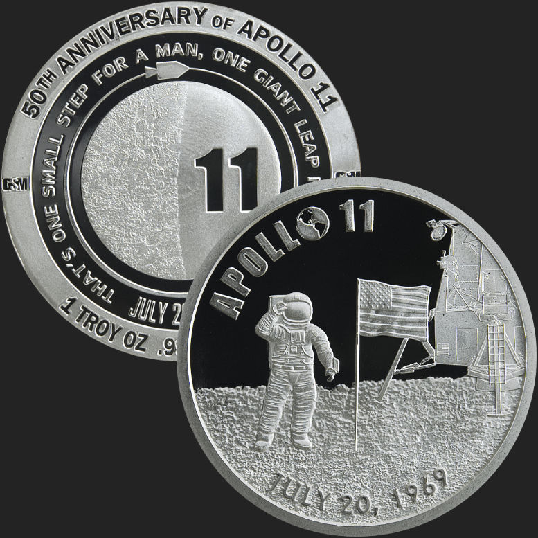 1 oz Apollo 11 50th Anniversary Proof Silver Round .999 Fine