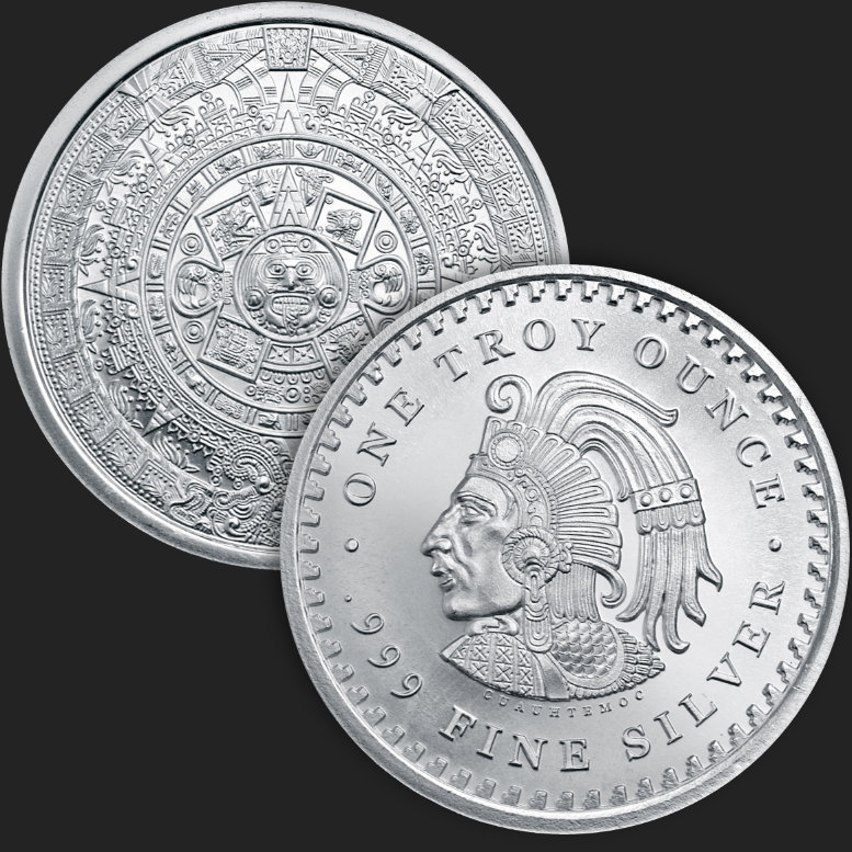 1 oz Aztec Calendar Silver Round