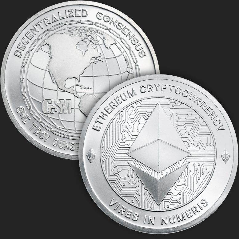 1 oz Ethereum Silver Bullion Round .999 Fine