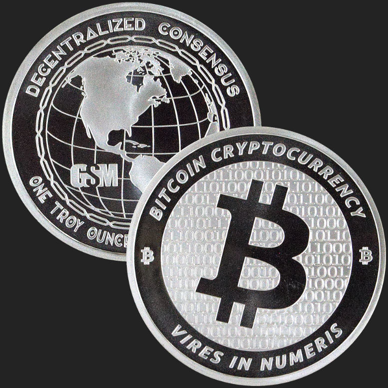 1 oz Bitcoin Silver Bullion Round .999 Fine