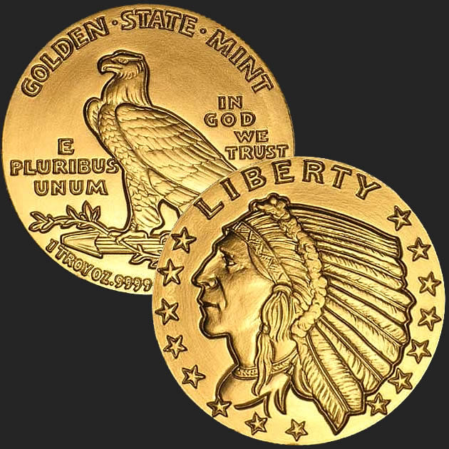 Incuse Indian 1 Oz Gold Round 1 Oz Gold Coin