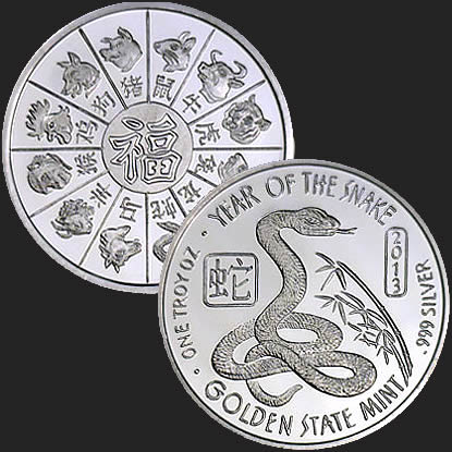 1 oz Year of the Snake Silver Round