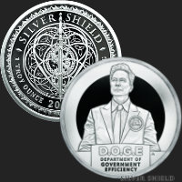 1 oz D.O.G.E. Proof Silver Shield MiniMintage Silver Round