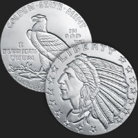 Beautiful Incuse Indian & Eagle Front & Back of 1 oz .999 Silver Coin