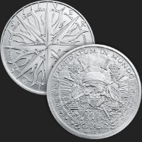 Beautiful Pirate Skull & Sun Compass Front & Back of 1 oz .999 Silver Coin