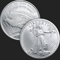 Excellent Saint-Gaudens Silver Round Liberty Woman & Eagle Front & Back of 1 oz. 999 Silver Coin