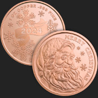 1 oz Merry Christmas Santa 2024 Copper Round