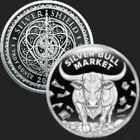 1 oz Silver Bull Market Silver Shield MiniMintage Silver Round