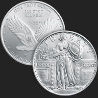 Beautiful Standing Liberty & Eagle Front & Back of 1 oz .999 Fine Silver Coin