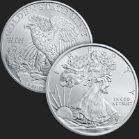 Excellent Walking Liberty & Eagle Front & Back of 1/2 oz .999 Fine Silver Coin