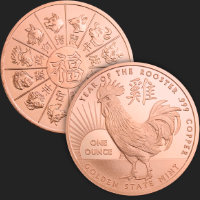 1 oz Year of the Rooster Copper Round