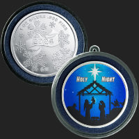  1 oz Merry Christmas Manger 2024 Silver Round (ornament capsule included) 