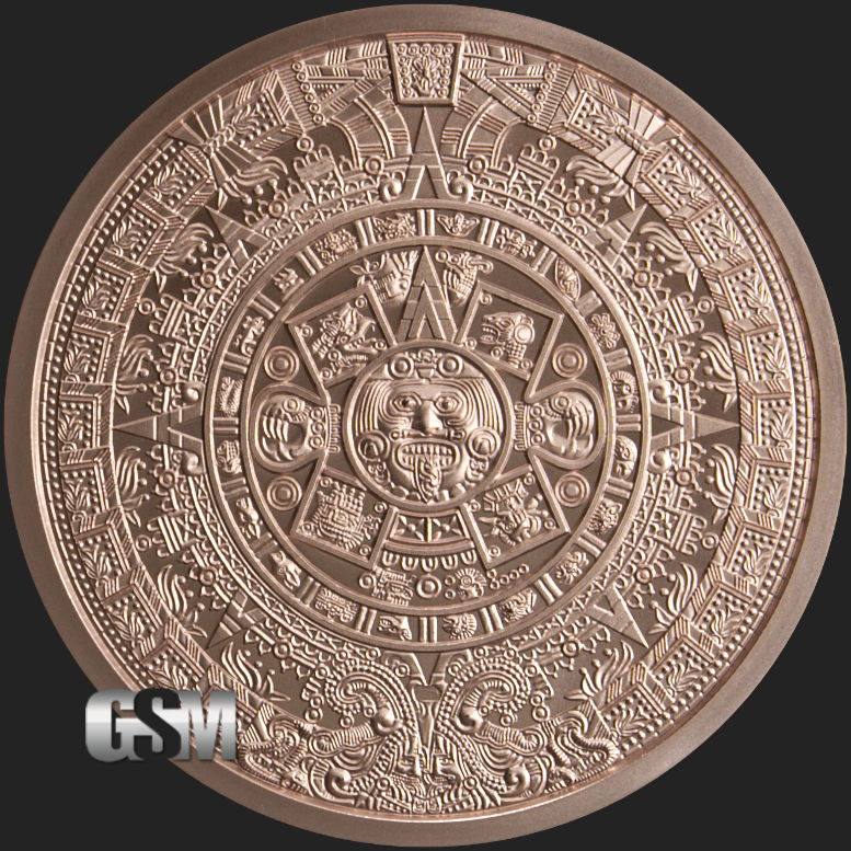 5 oz Aztec Calendar Copper Round .999 Fine