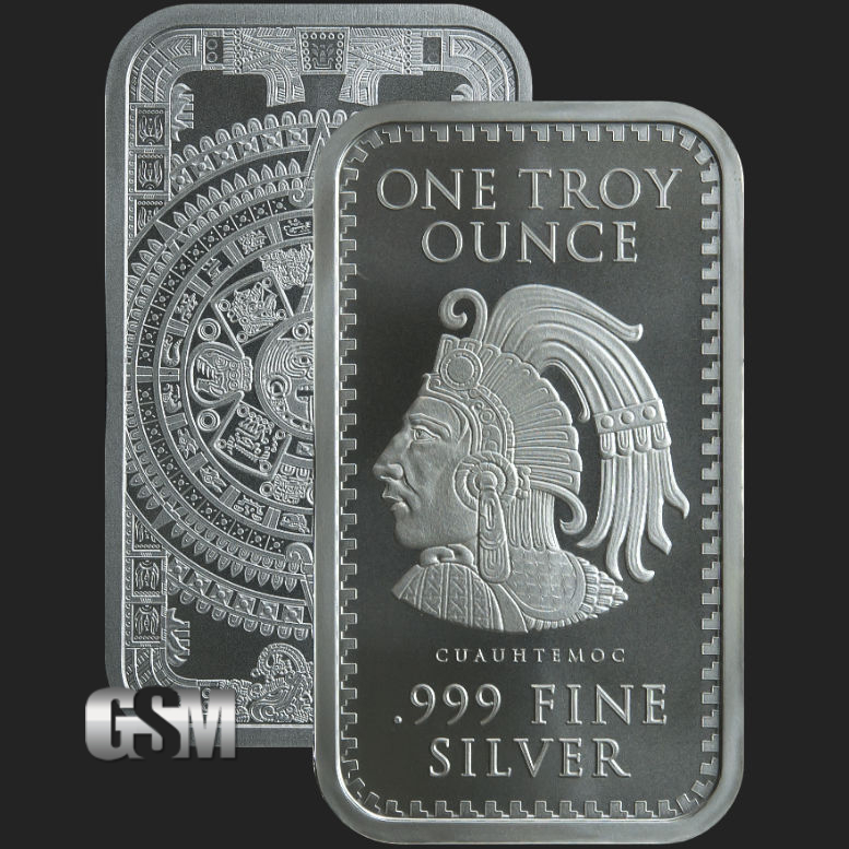 1 oz Aztec Calendar Silver Bullion Bar .999 Fine