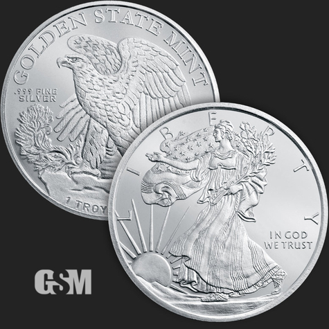 Excellent Walking Liberty & Eagle Front & Back of 1/2 oz .999 Fine Silver Coin