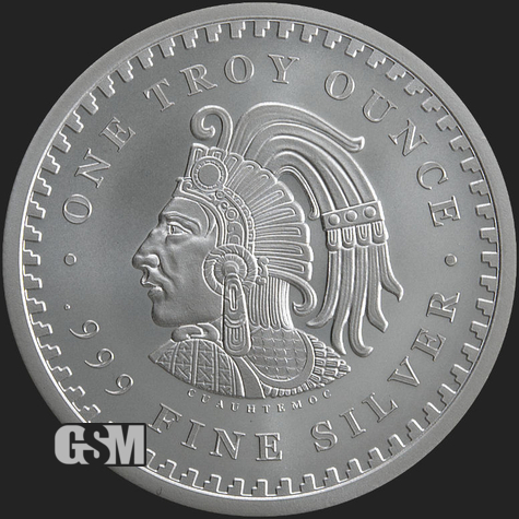 1 oz Aztec Calendar Silver Round .999 Fine